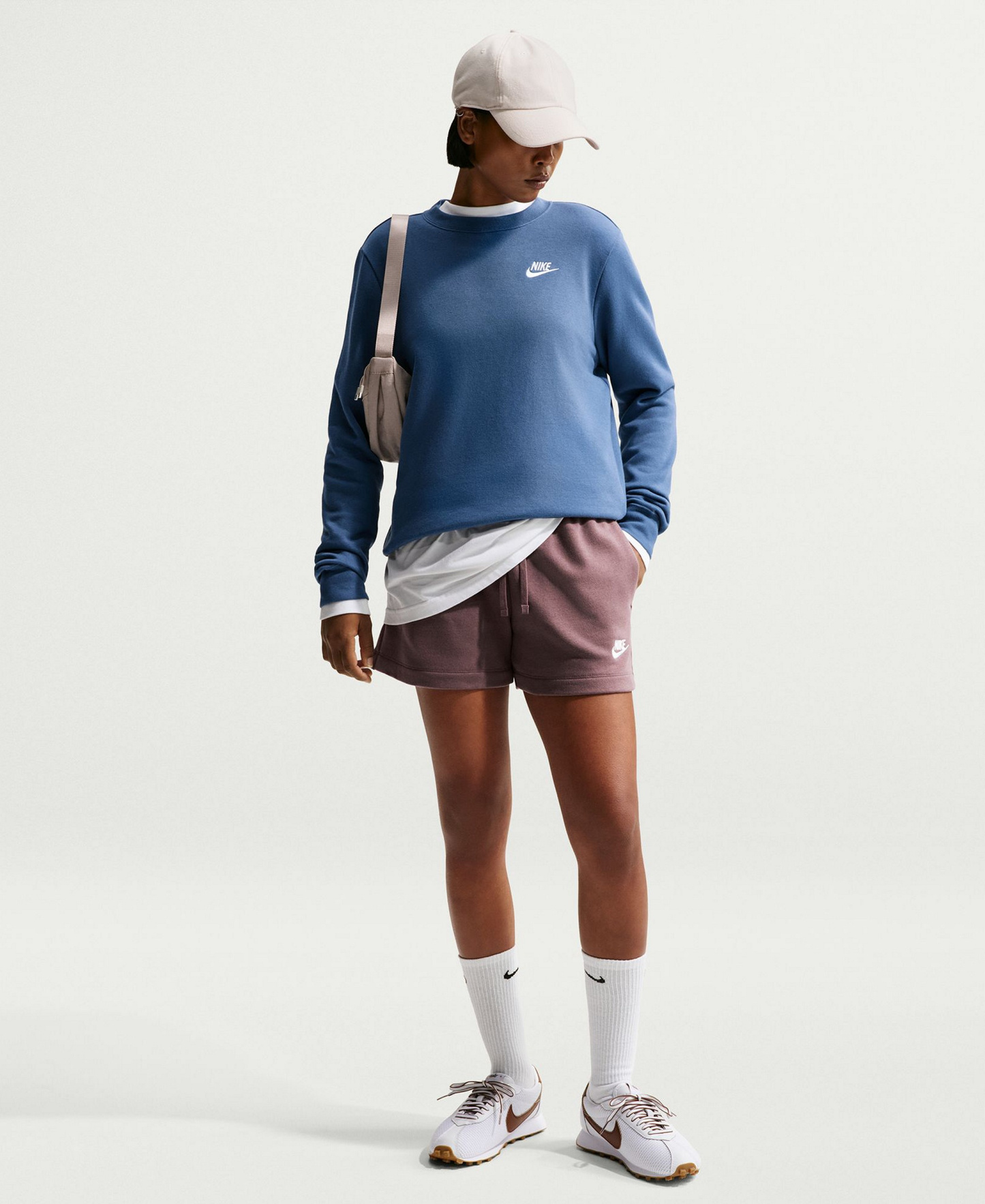 Nike Women's Sportswear Club Fleece Mid-Rise Shorts - Tattoo/White