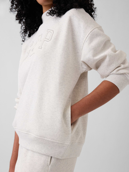 VintageSoft Oversized Mockneck Logo Sweatshirt - Brannan bear heather grey