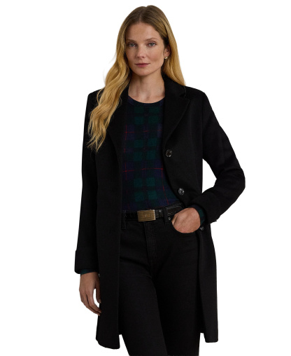 Lauren Ralph Lauren Petite Single-Breasted Wool-Blend Walker Coat, Created for Macy's - Black