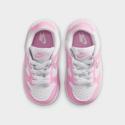 Kids' Toddler Nithtke Dunk Low Casual Shoes - White/White/White/Pink Rise - Top view
