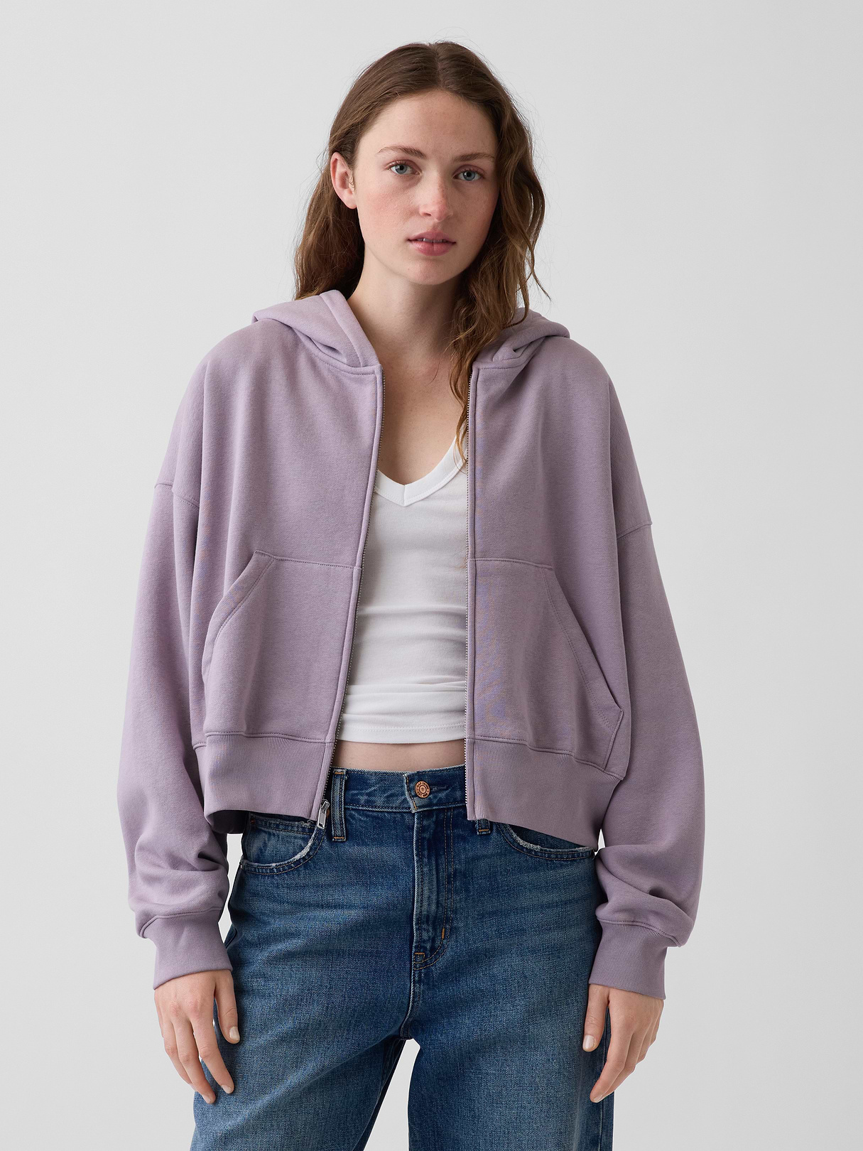 VintageSoft Wedge Zip Hoodie - Dusty mauve purple