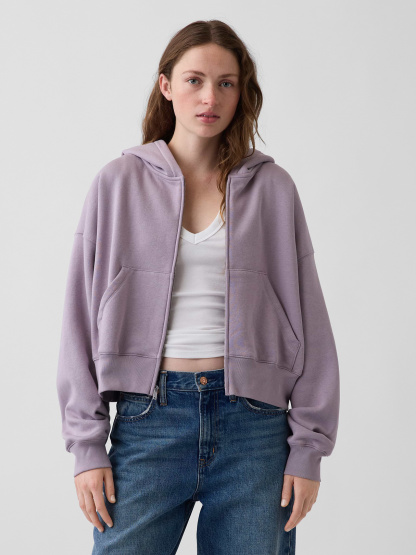VintageSoft Wedge Zip Hoodie - Dusty mauve purple