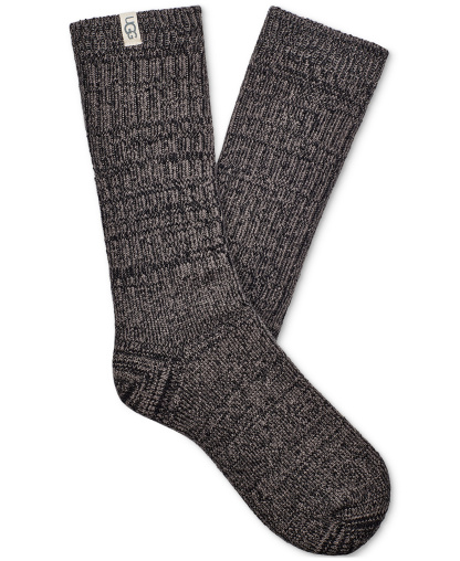 UGG Women's Rib-Knit Slouchy Crew Socks - Grey/Black