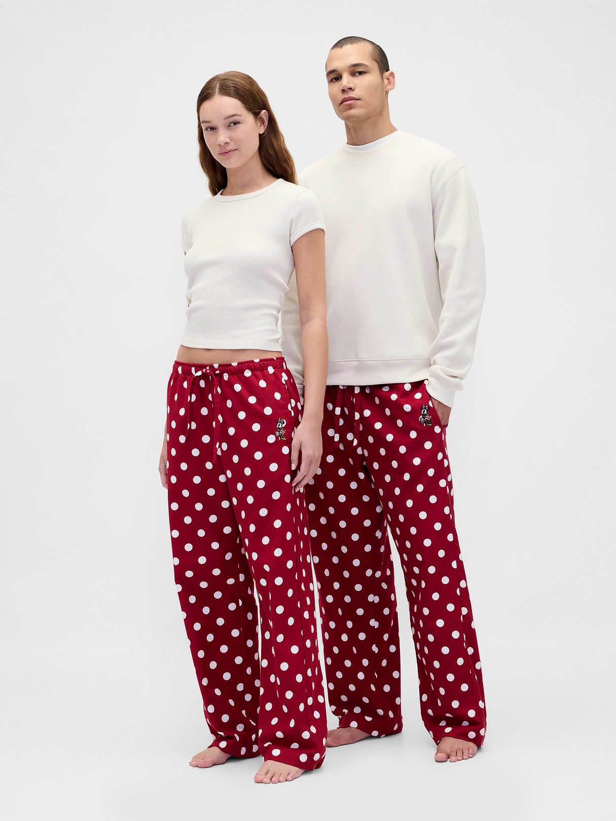 Adult Softest Flannel PJ Pants - Red with white polka dots