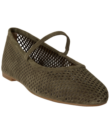 Lauren Ralph Lauren Women's Jayna Perforated Mary Jane Flats - Botanic Green