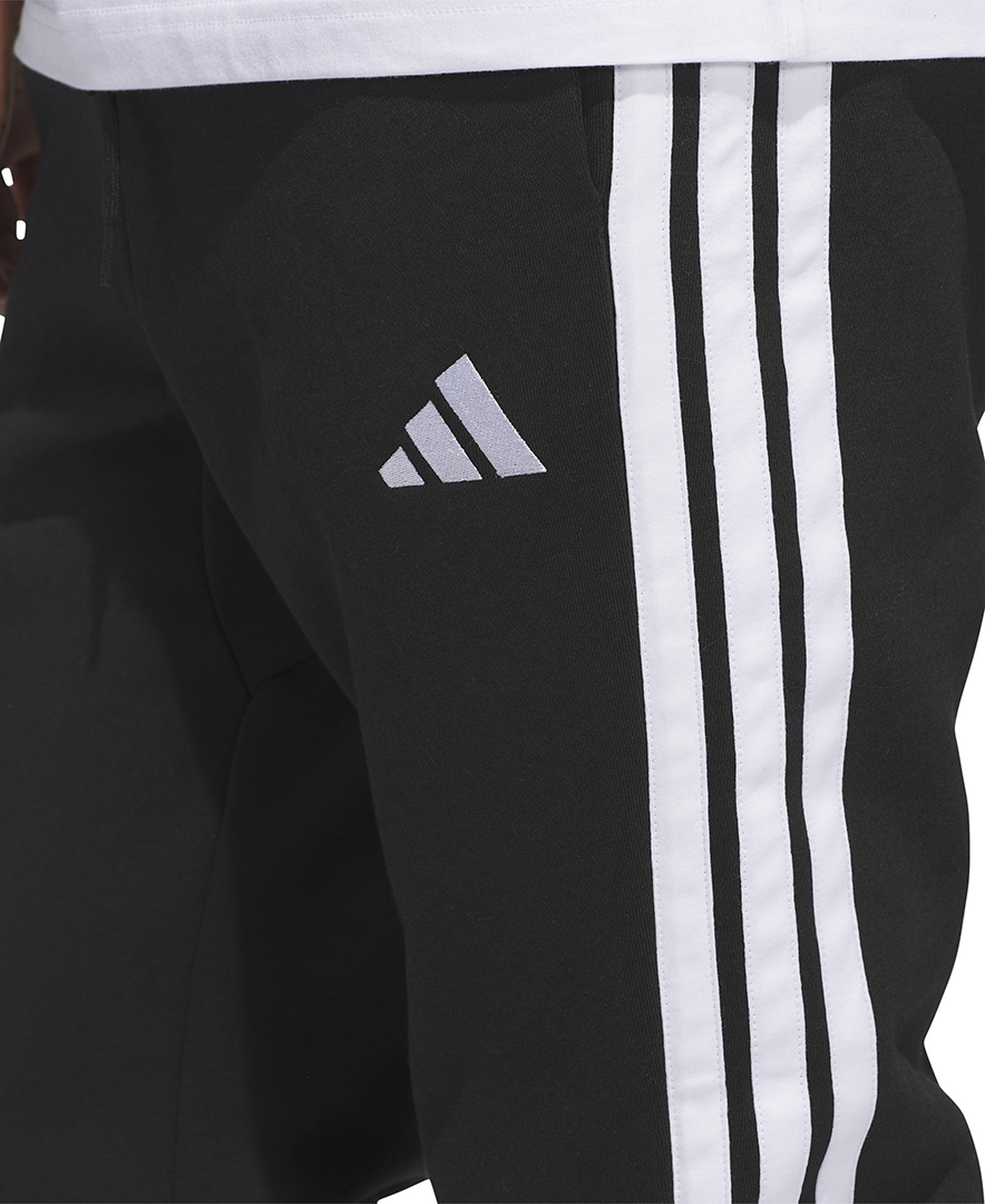 adidas Men's Essentials Three-Stripes Regular-Fit Fleece Joggers - Black/White