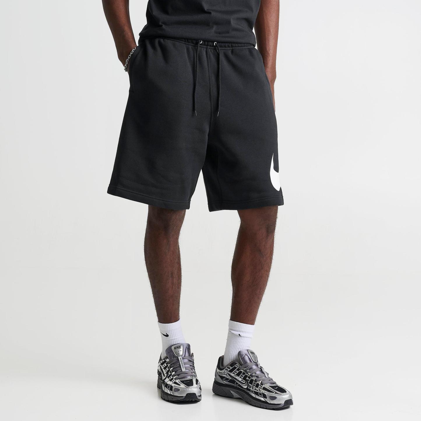 Men's Nithtke Club Fleece Swoosh Graphic Shorts - Black/Black/White