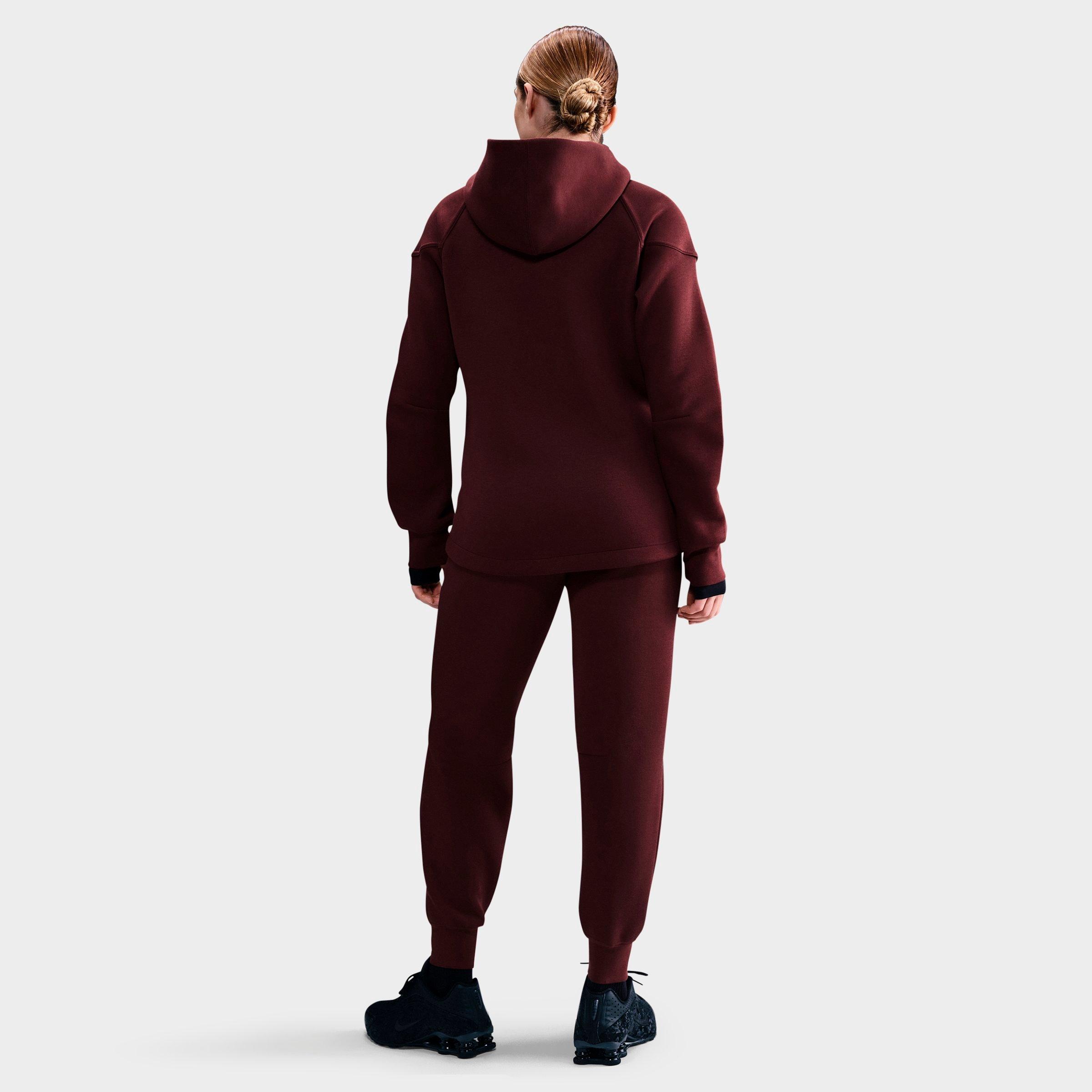 Women's Nithtke Sportswear Tech Fleece Windrunner Full-Zip Hoodie - Burgundy Crush/Black