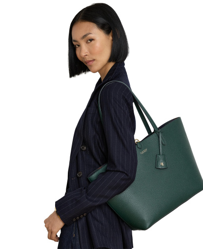 Lauren Ralph Lauren Faux-Leather Reversible Extra Large Tote Handbag - Season Green/Belting
