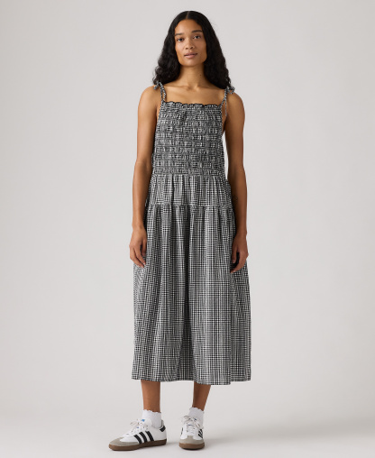 Levi's Premium Women's Monaco Square Neck Sundress - Springtime Dobby Gingham Black And White
