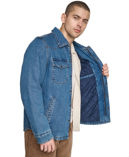 Levi's Men's Denim Filled Shacket - Medium Wash Denim