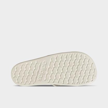 Women's adidas Adilette Comfort 2.0 Slide Sandals - Off White/Gold Metallic/Chalk White - Bottom view