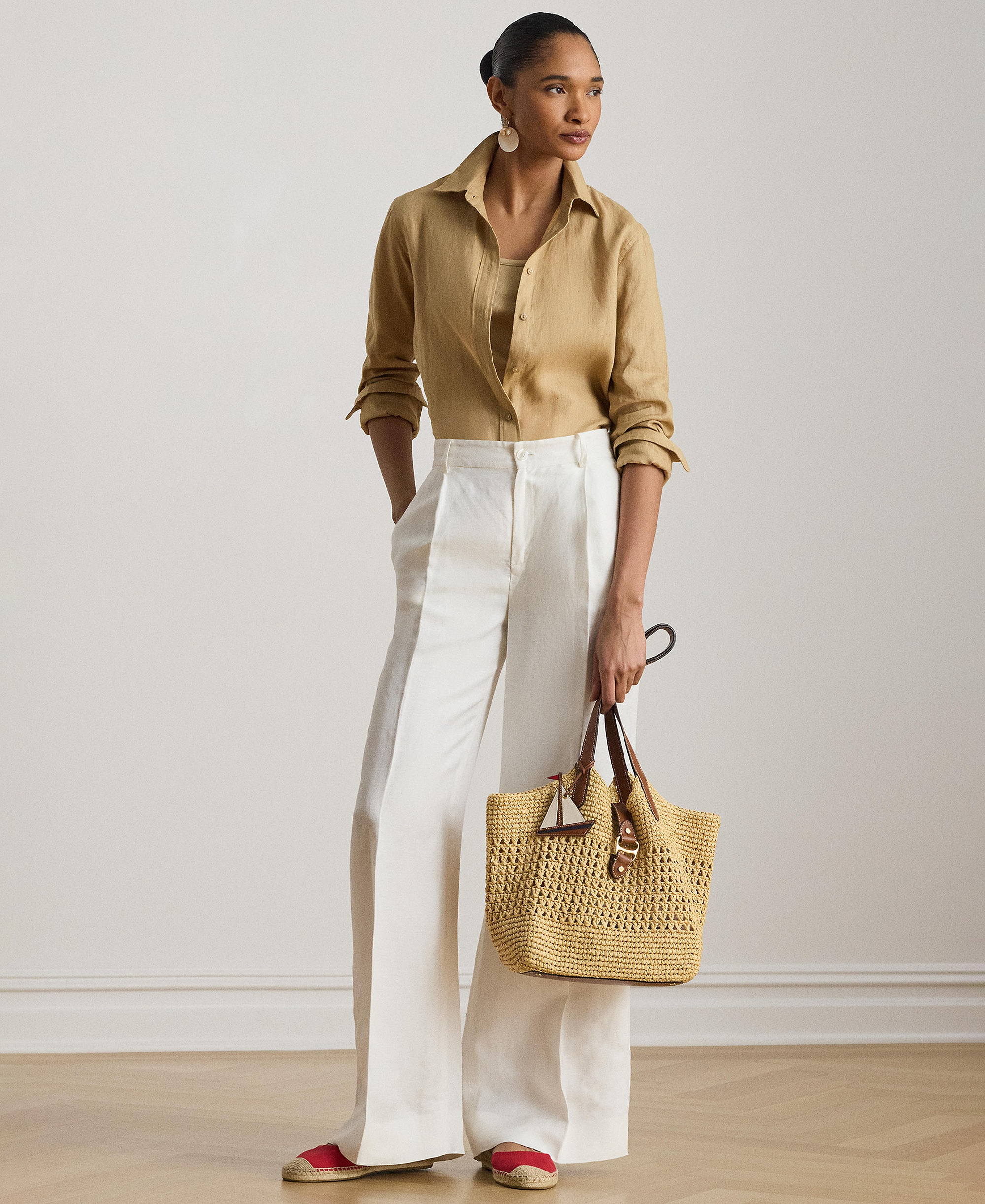 Lauren Ralph Lauren Women's Linen Shirt - Spring Khaki