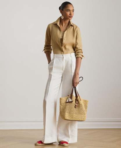 Lauren Ralph Lauren Women's Linen Shirt - Spring Khaki