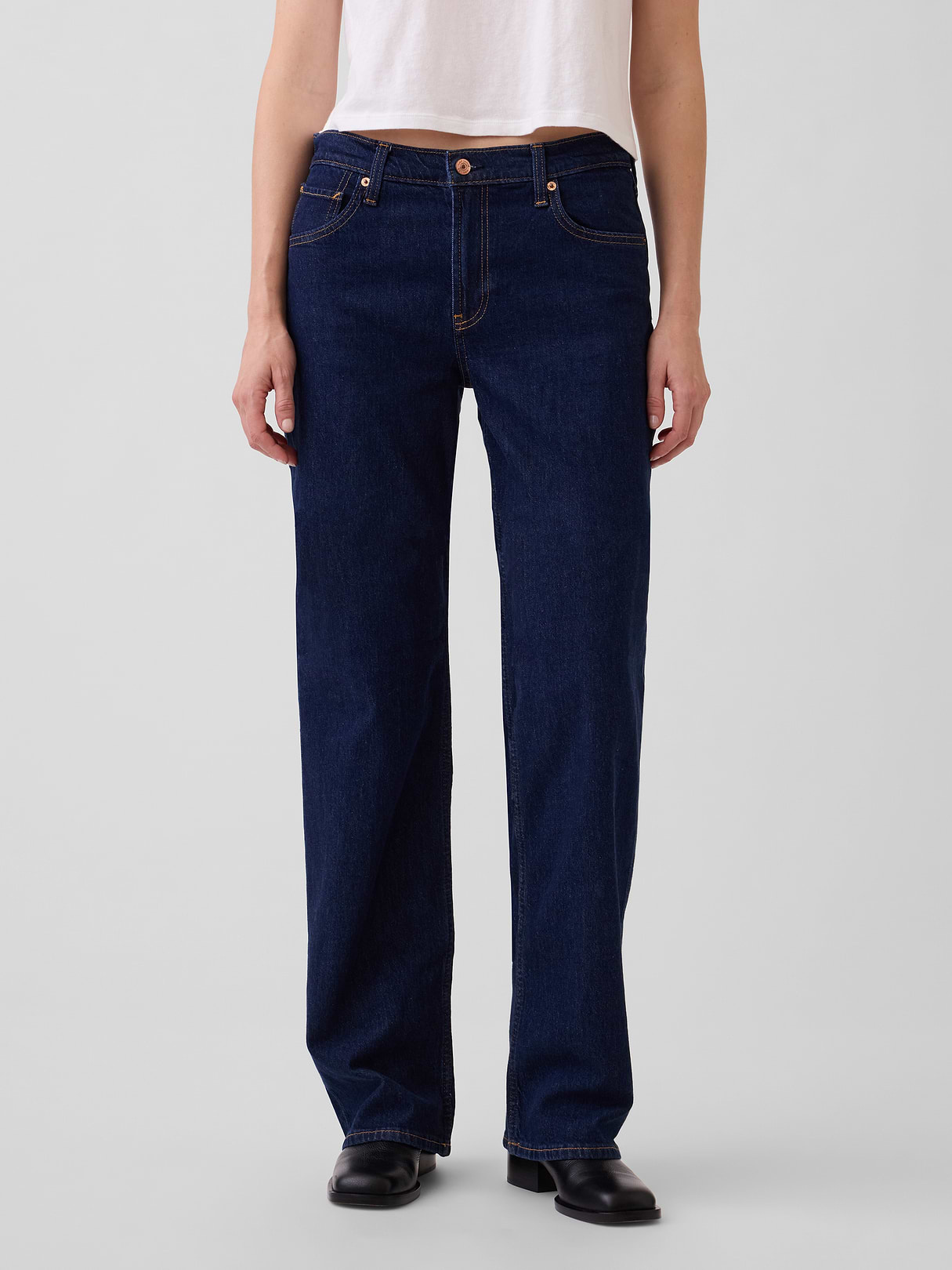 Low Rise '90s Loose Jeans - Dark blue indigo
