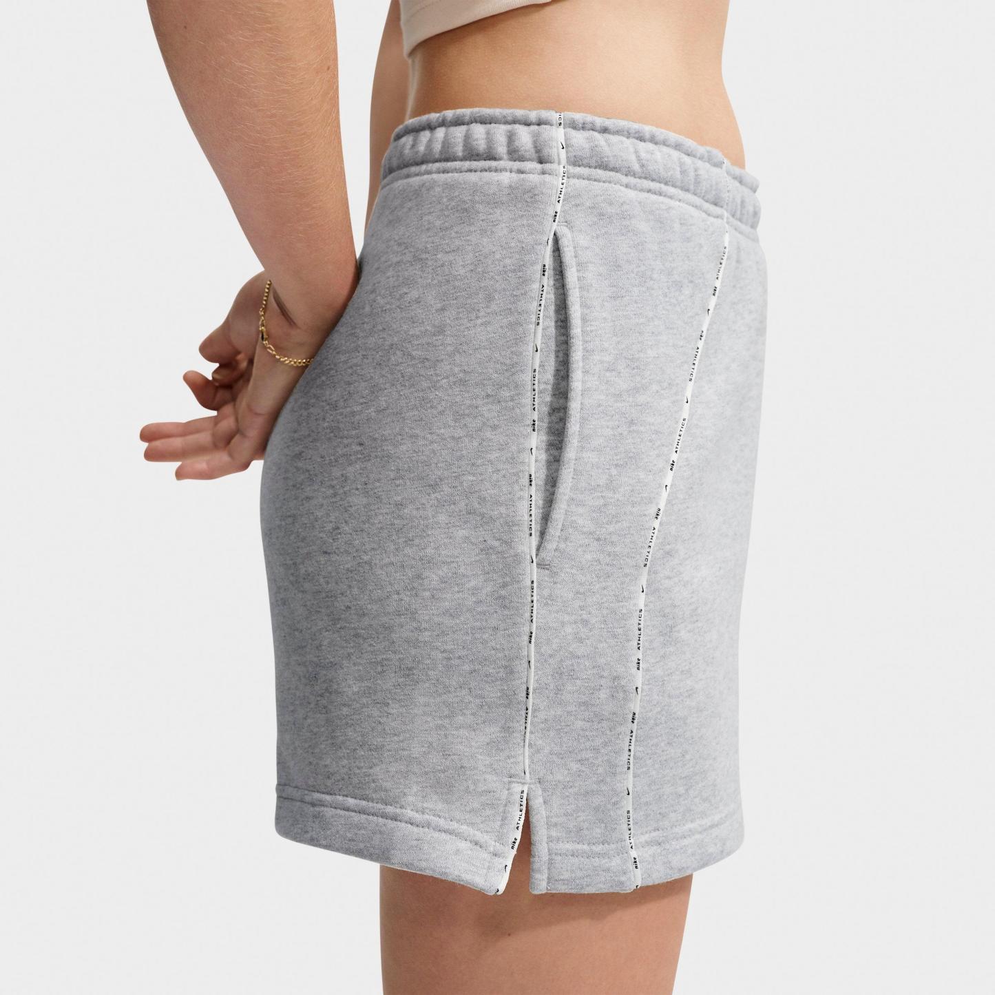 Women's Nithtke Studio Fleece Medium-Weight "Graphic Pack" Mid-Rise Shorts - Grey Heather/Illusion Green