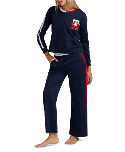 Tommy Hilfiger Women's Long-Sleeve Wide-Leg Pullover and Long Pants, 2-Piece Set - Sky Captain