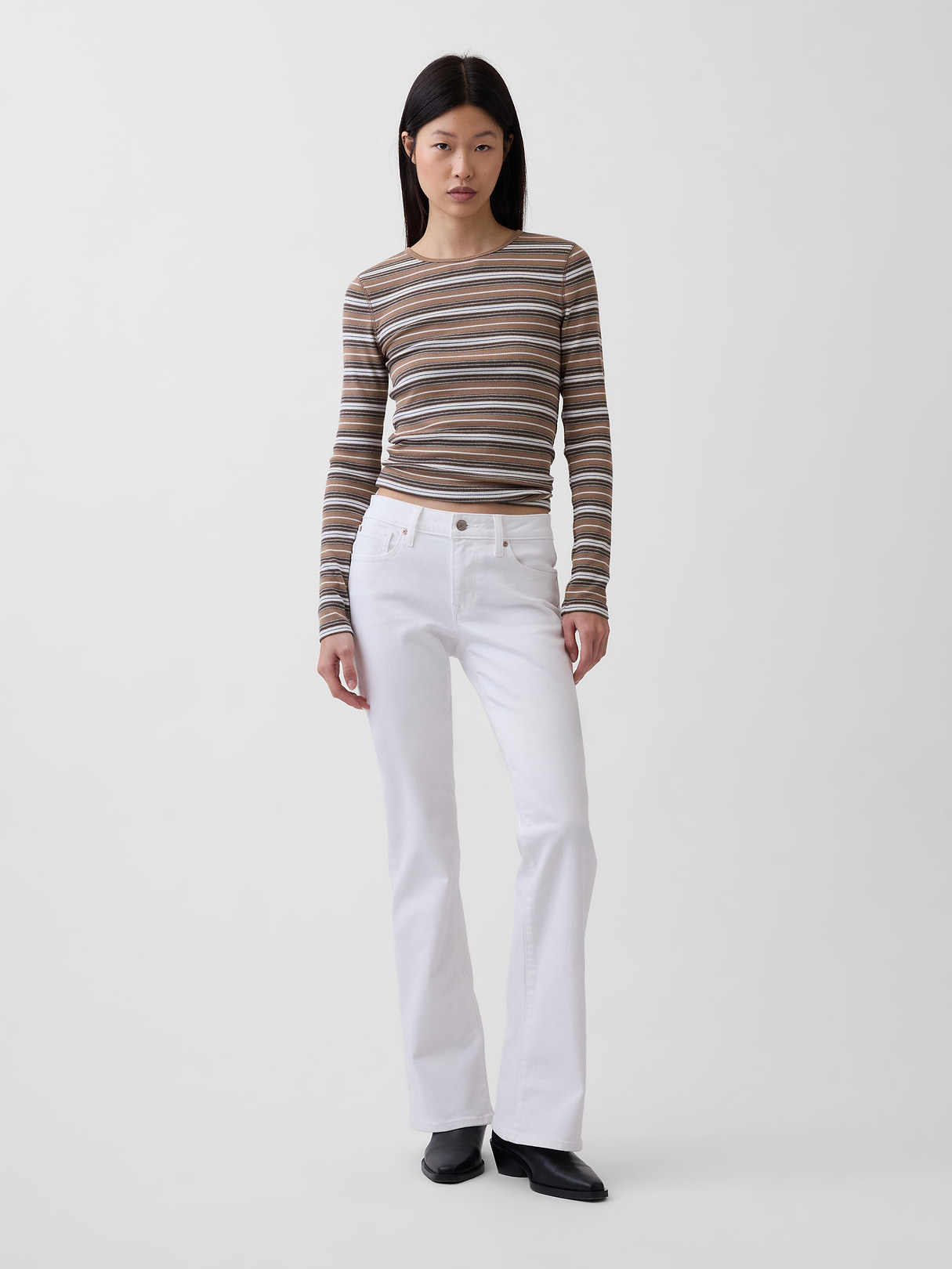 Low Rise Long & Lean Split-Hem Jeans - Fresh white