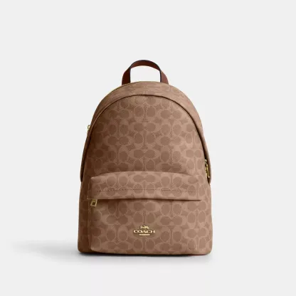Taylor Small Backpack In Signature Canvas - Gold/Tan/Brown