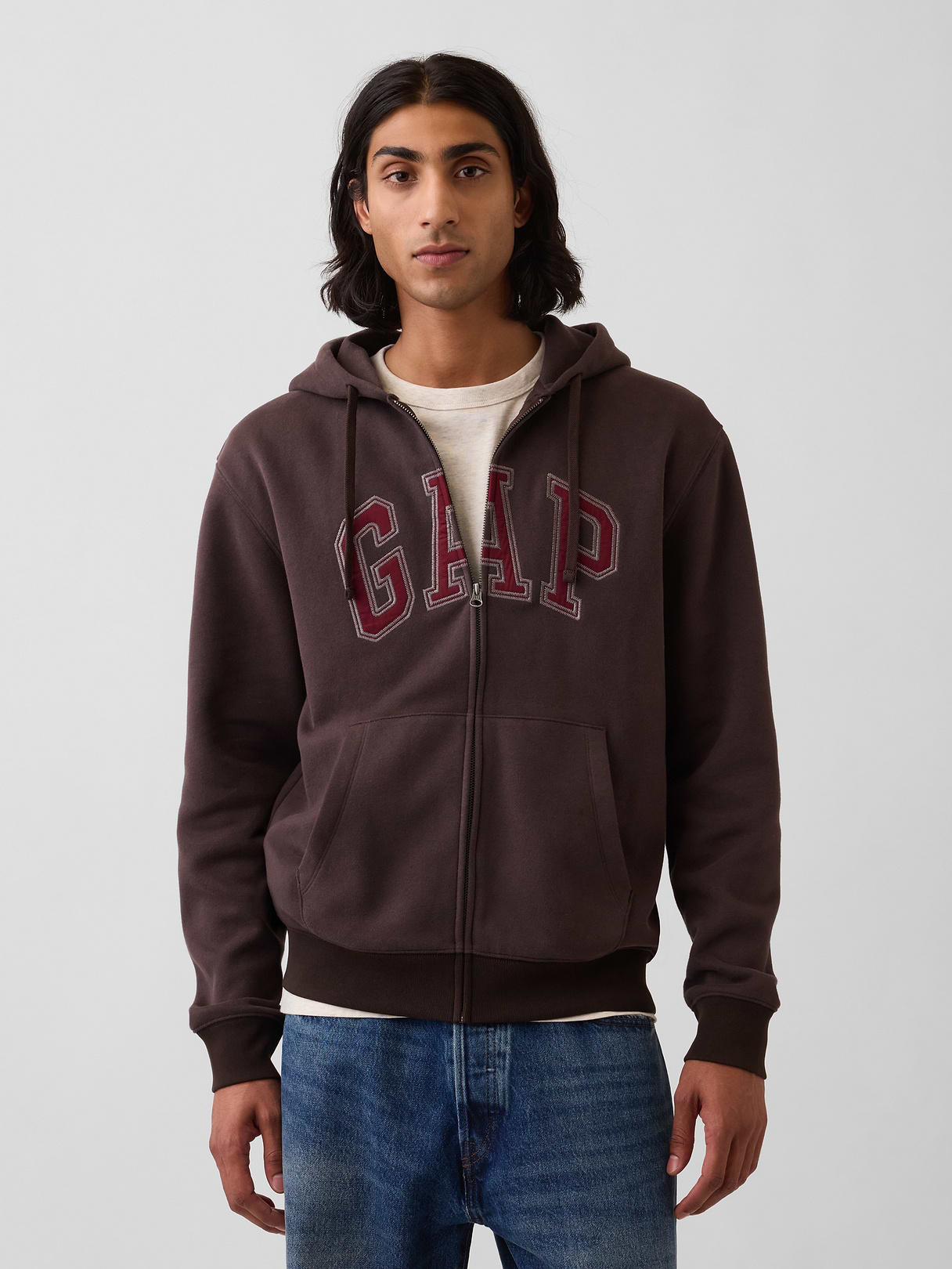 Adult VintageSoft Arch Logo Zip Hoodie - Terra brown