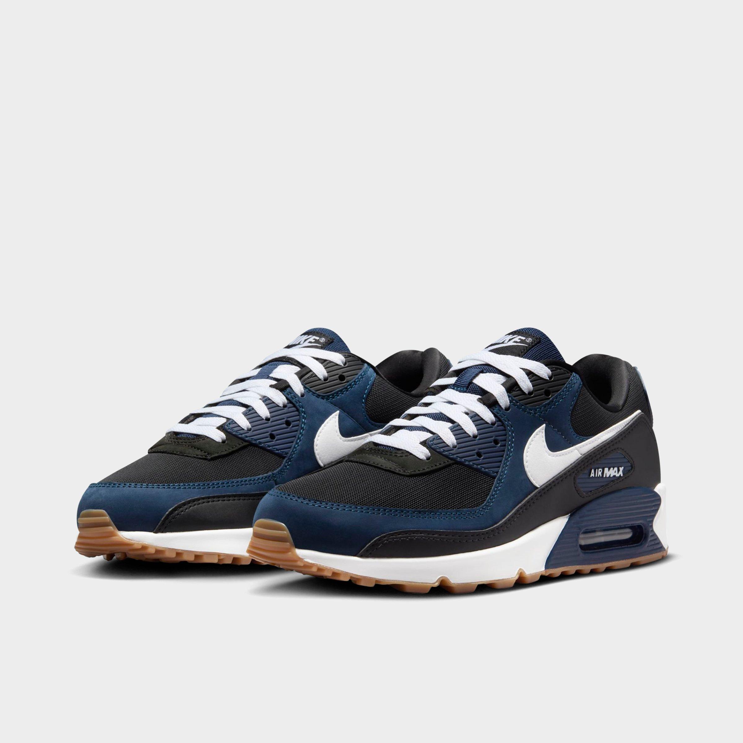 Men's Nithtke Air Max 90 Casual Shoes - Part 3 - Midnight Navy/White/Black/Gum Med Brown - Both shoes facing left