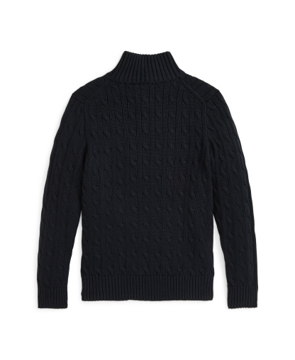 Polo Ralph Lauren Big Boys Cable-Knit Cotton Quarter-Zip Sweater - Polo Black
