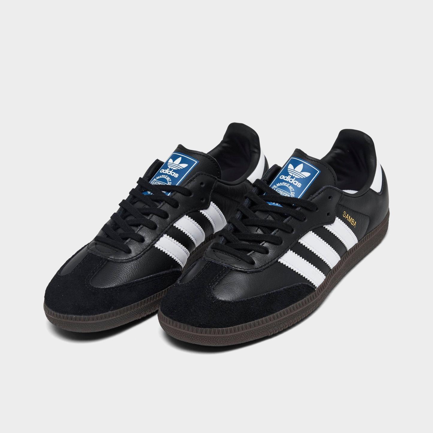 Big Kids' adidas Originals Samba OG Casual Shoes - Part 2 - Core Black/Footwear White/Gum - Both shoes facing left