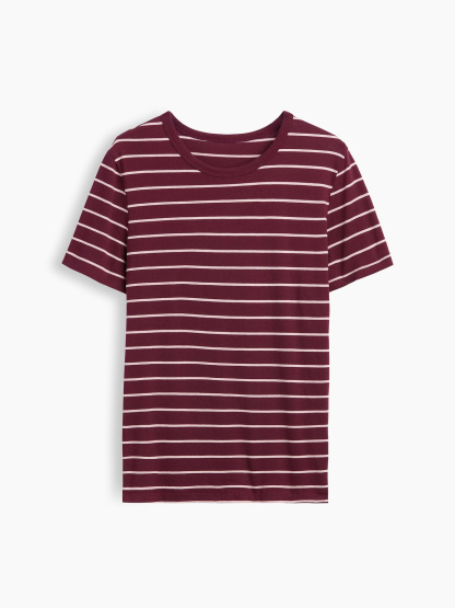 Organic Cotton VintageSoft T-Shirt - Purple burgundy & pink stripe
