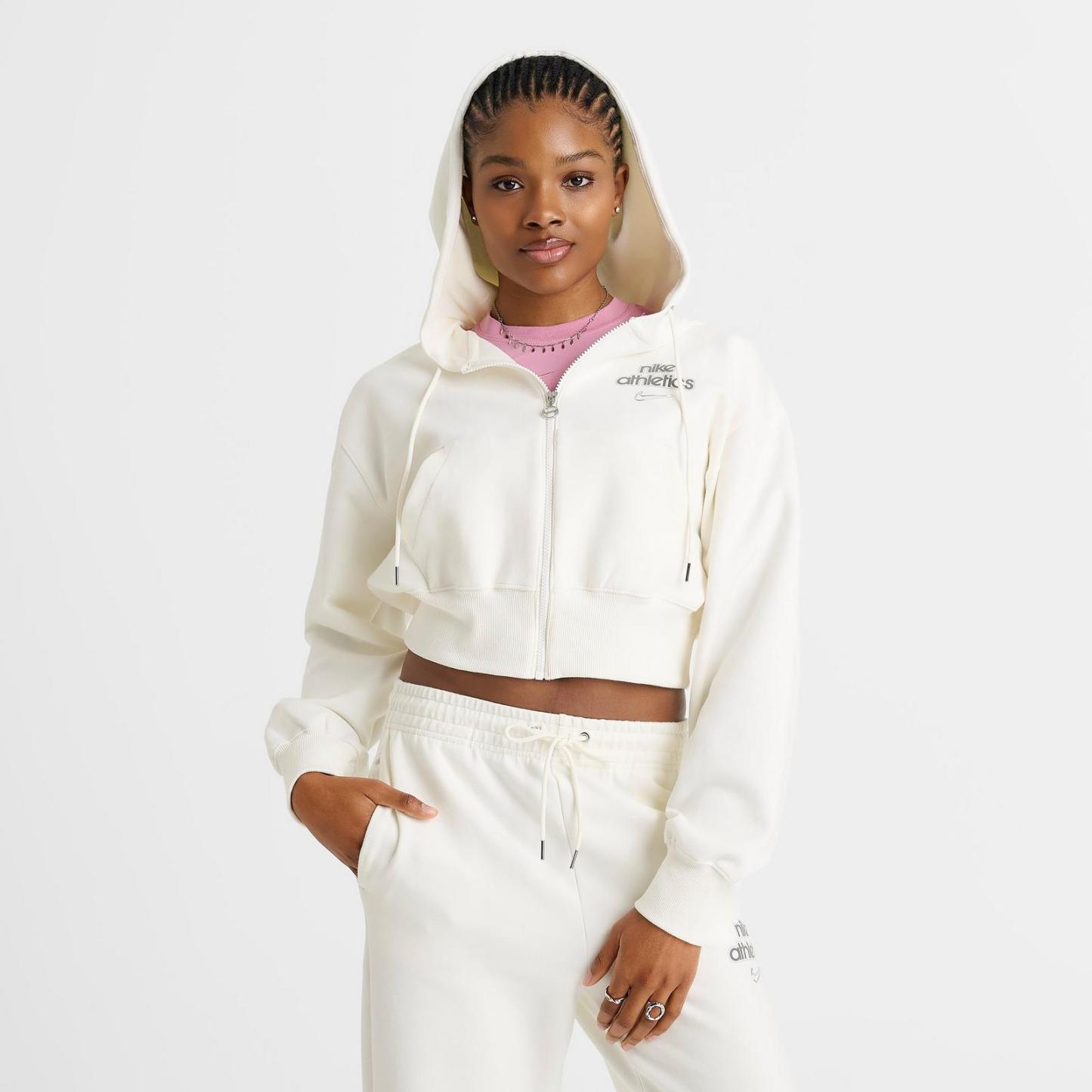 Women's Nike Sportswear Phoenix Fleece Cropped Full-Zip Hoodie - Sail