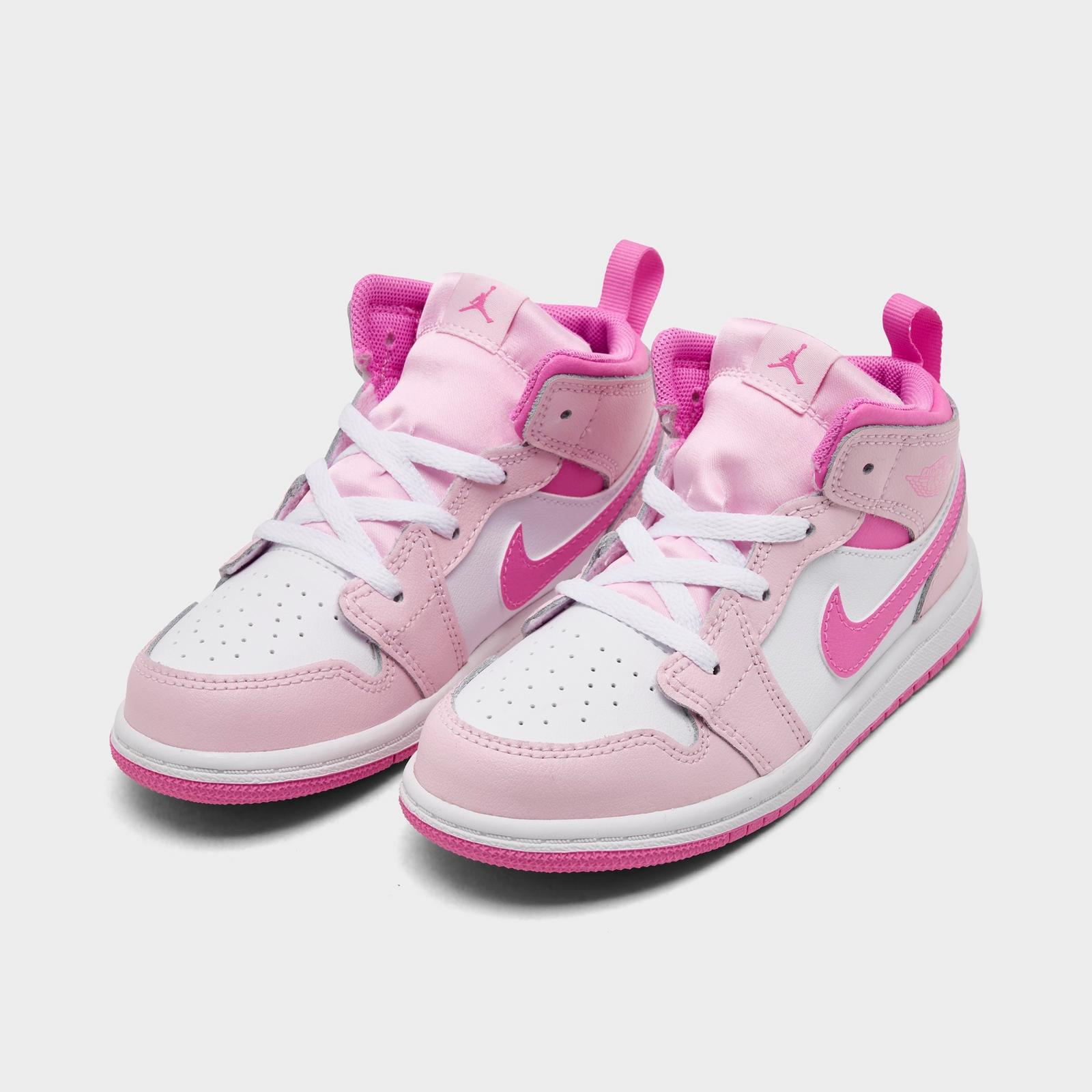 Kids' Toddler Air Jordan Retro 1 Mid Casual Shoes - Pink Foam/China Rose/White/Pink Foam - view 2