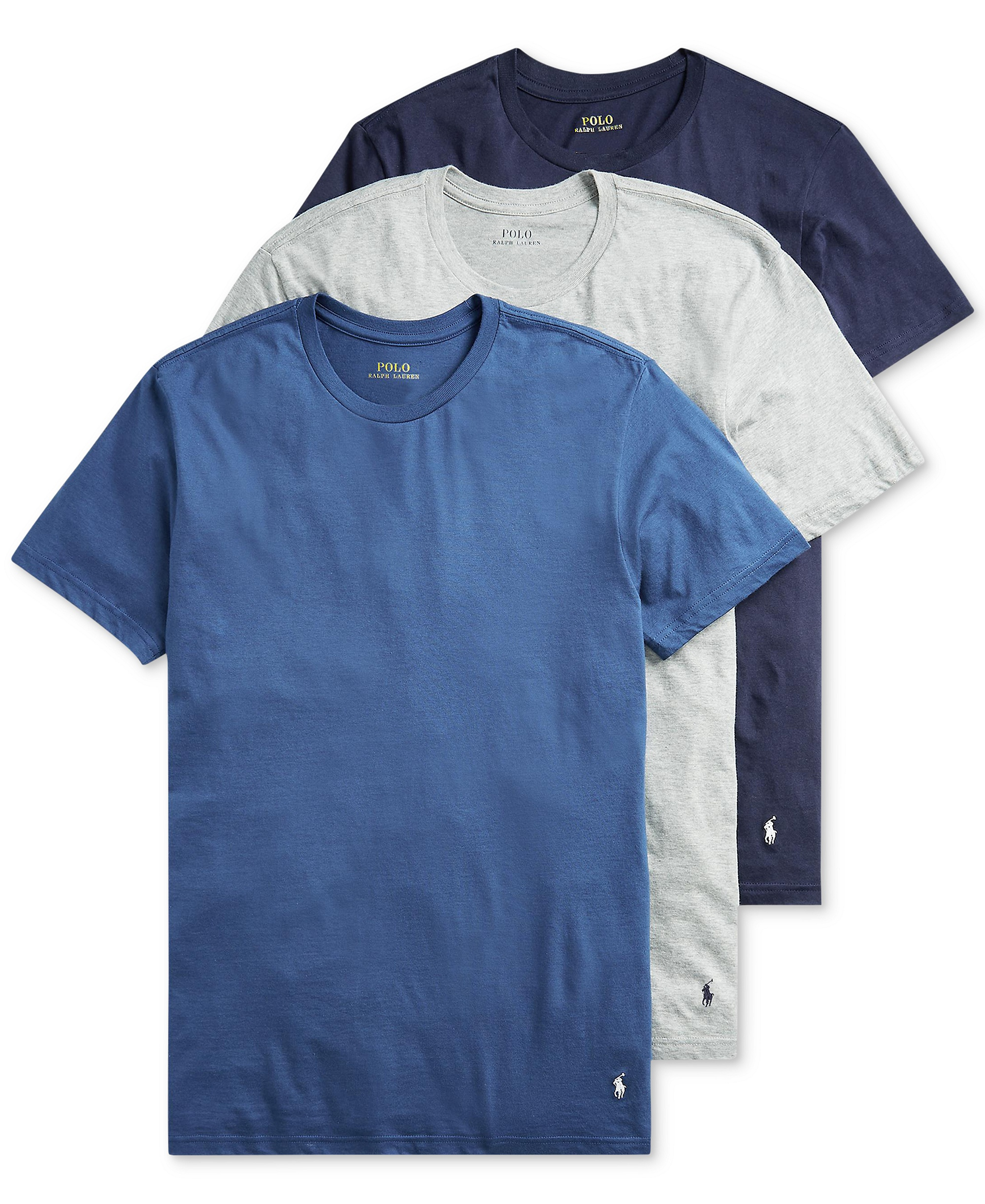 Polo Ralph Lauren Men's 3-Pack Classic Undershirts - Andover / Bali Blue / Cruise Navy