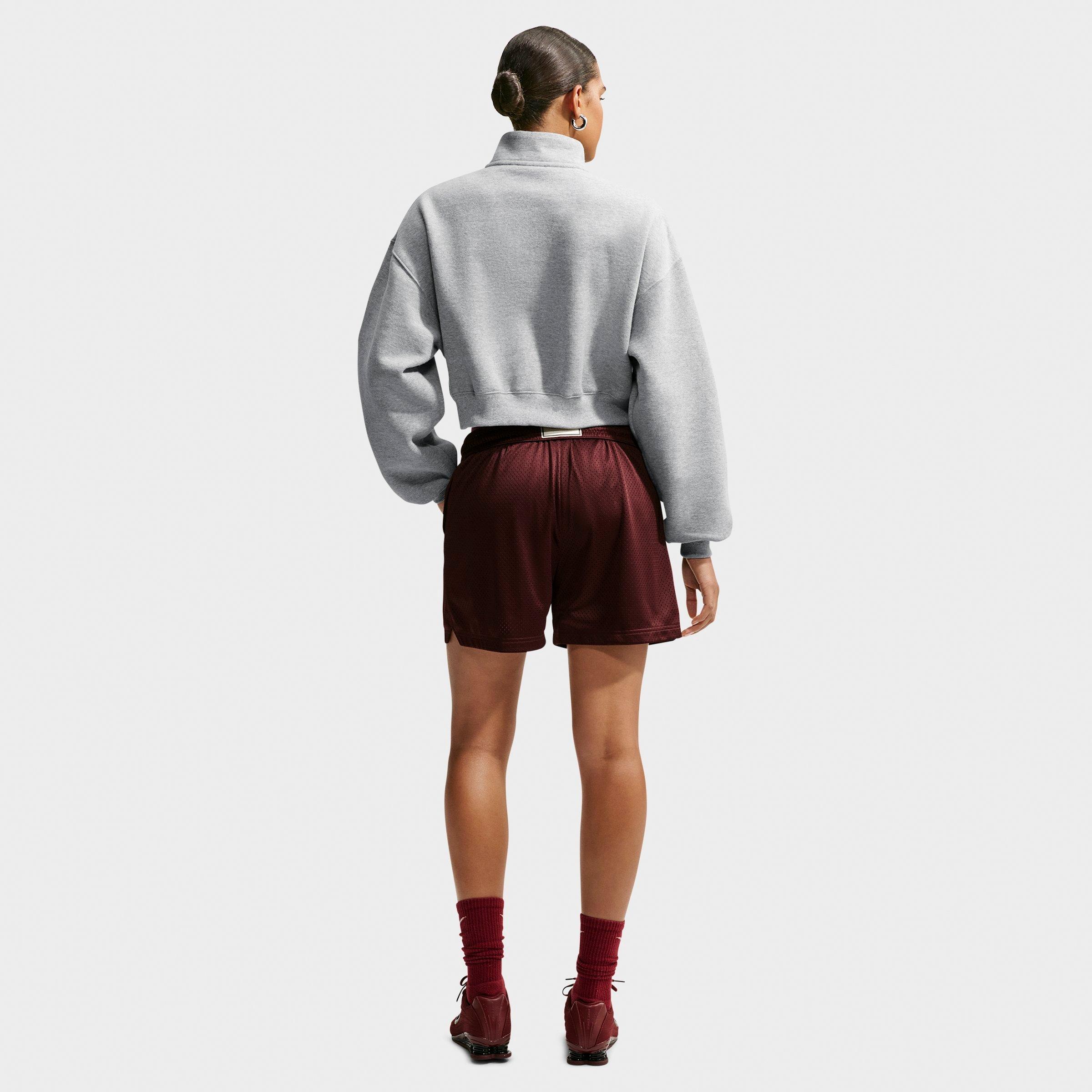 Women's Nithtke Studio Fleece Medium-Weight Oversized Cropped Quarter-Zip Jacket - Dark Grey Heather/Sail