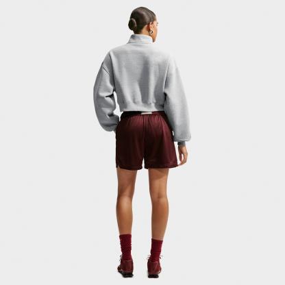 Women's Nithtke Studio Fleece Medium-Weight Oversized Cropped Quarter-Zip Jacket - Dark Grey Heather/Sail