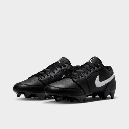 Men's Jordan 1 Low TD Football Cleats - Black/Black/White - view 2
