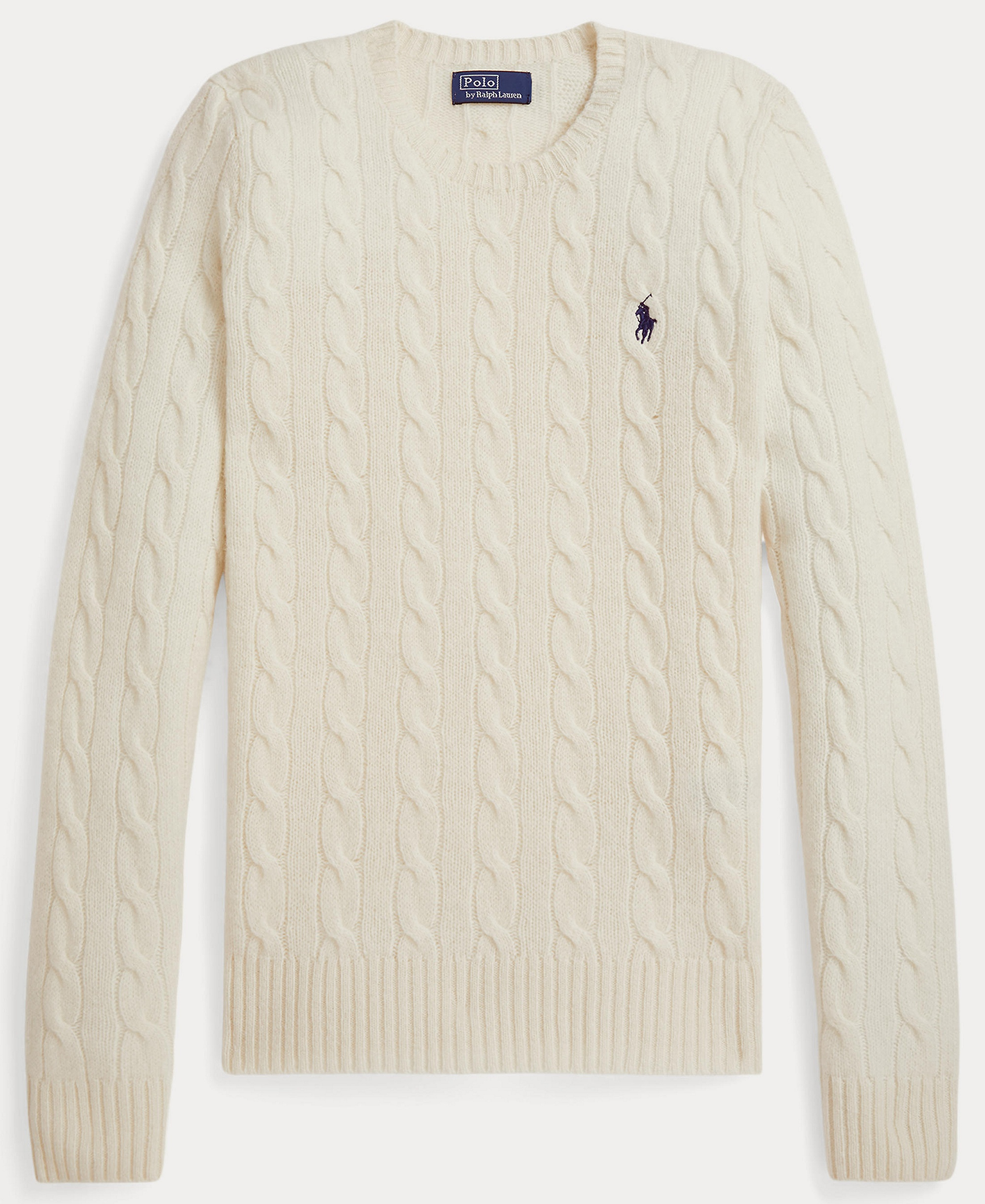 Polo Ralph Lauren Women's Cable Wool-Cashmere Crew Neck Sweater - Authentic Cream