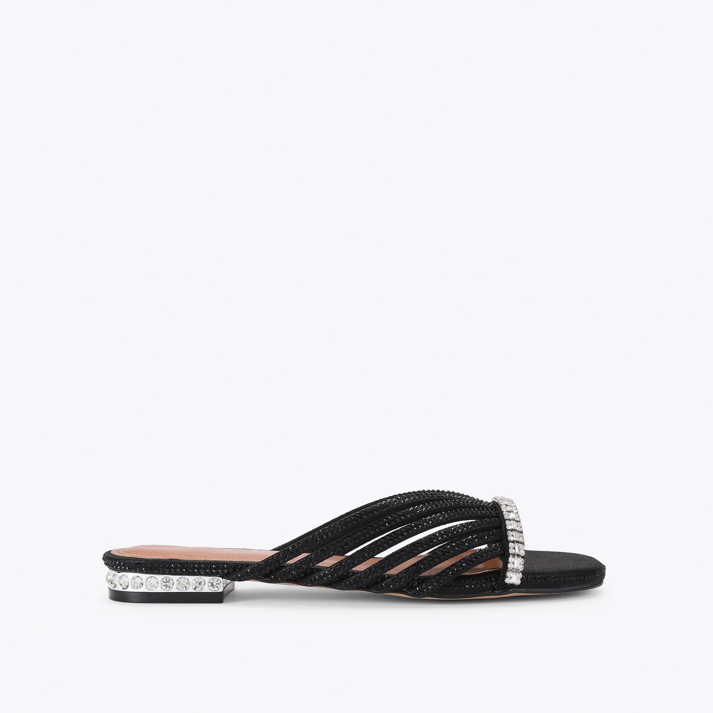 Kurt Geiger London Crystal Strap Flat Mule - Black