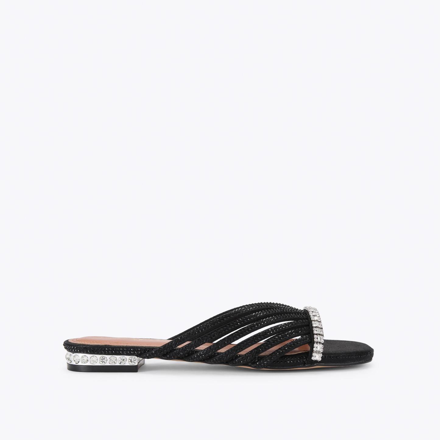 Kurt Geiger London Crystal Strap Flat Mule - Black