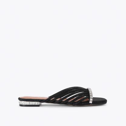 Kurt Geiger London Crystal Strap Flat Mule - Black