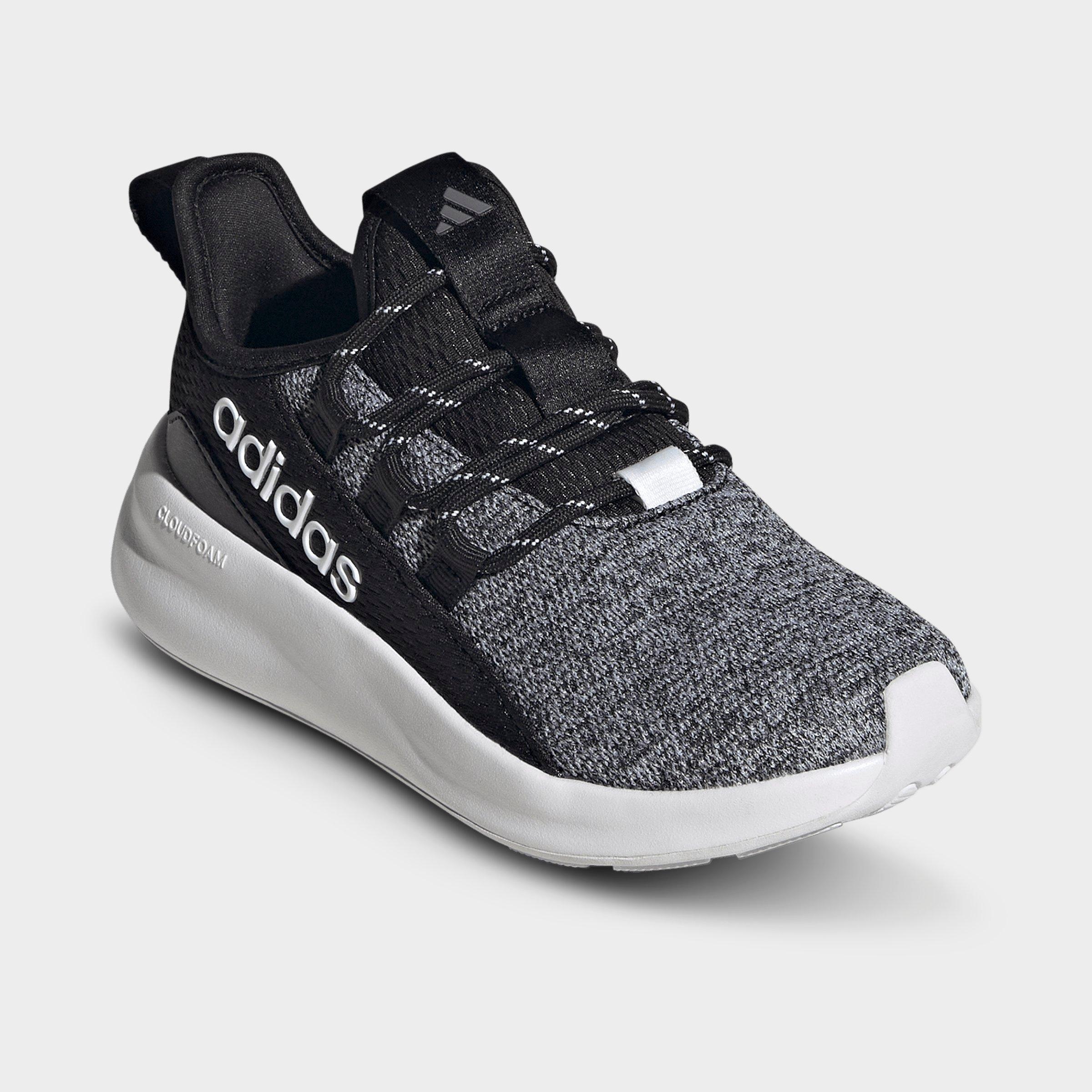 Girls' Little Kids' and Big Kids' adidas Lite Racer Adapt 8.0 Stretch Lace Casual Shoes - Part 2 - Core Black/Cloud White - Both shoes facing left