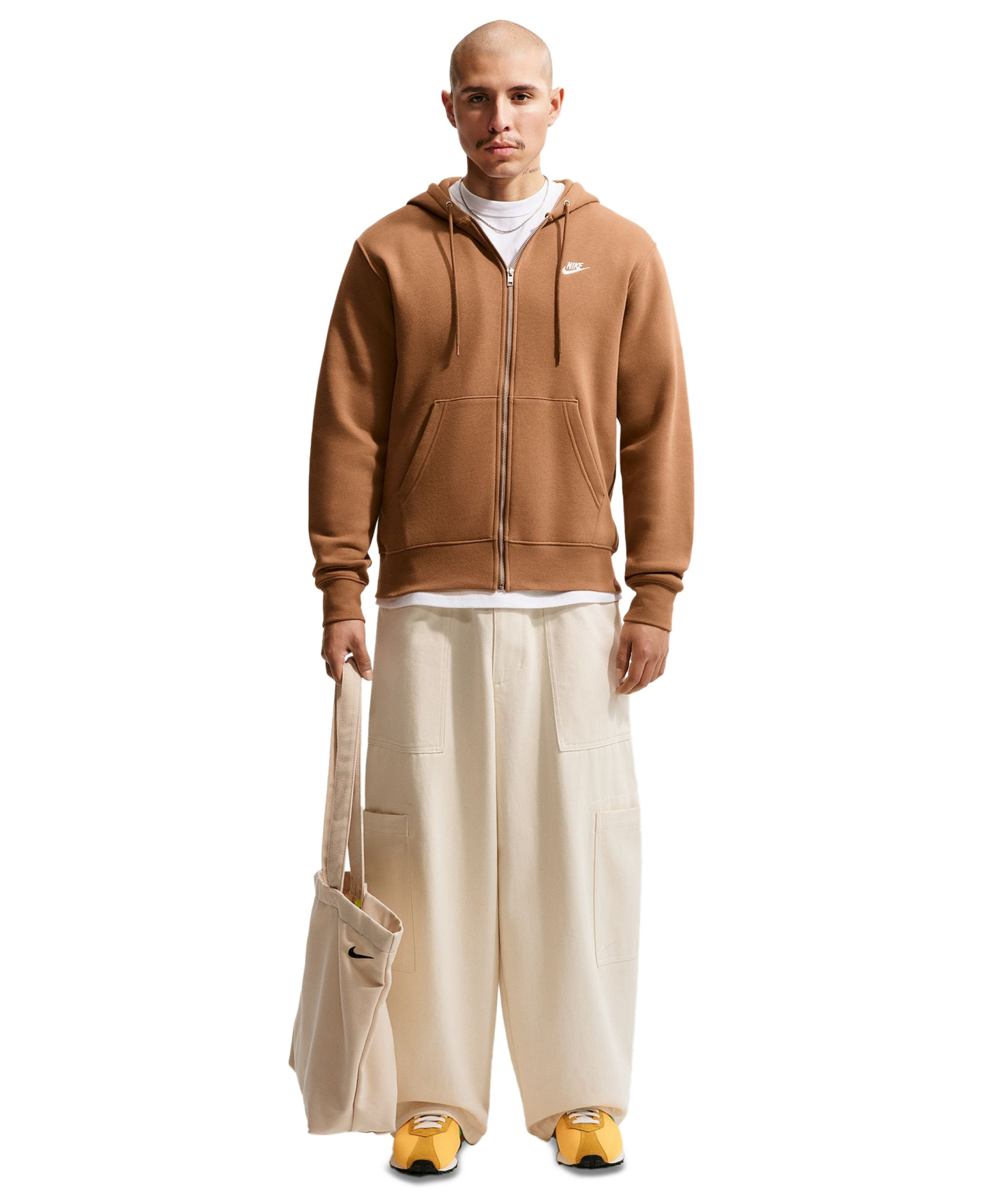Nike Men's Full-Zip Fleece Regular-Fit Hoodie - Ale Brown/White