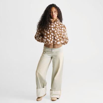 Women's adidas Originals Firebird Animal Print Track Jacket - Brown Desert