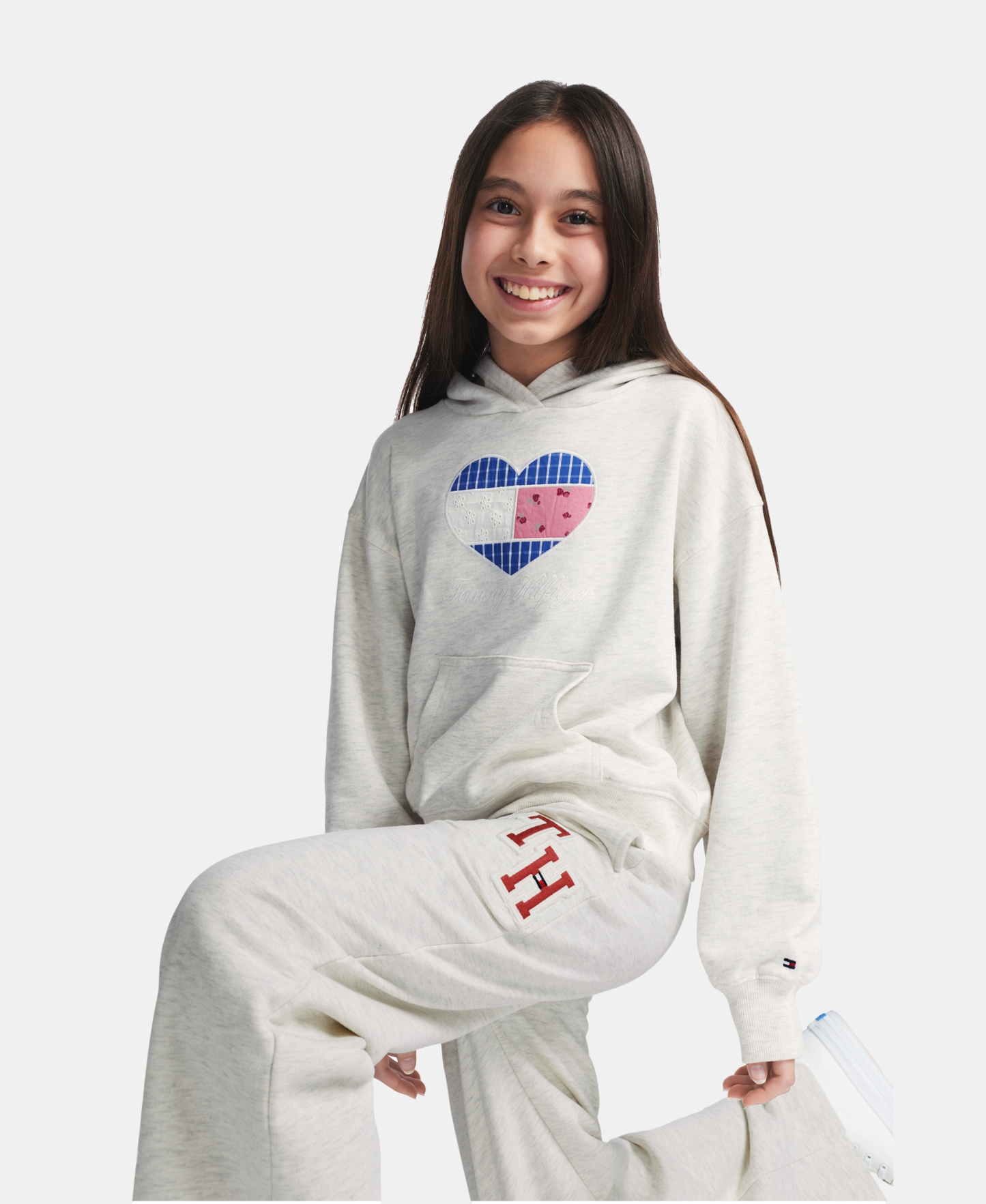 Tommy Hilfiger Girls' 7-16 Long-Sleeve Hoodie - Oat Heather