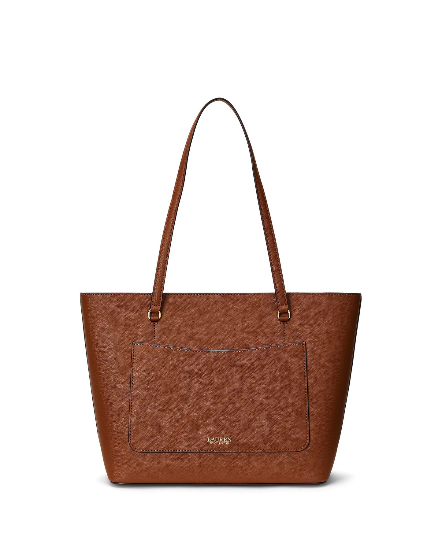 Lauren Ralph Lauren Crosshatch Leather Karly Medium Shopper Tote Handbag - Lauren Tan