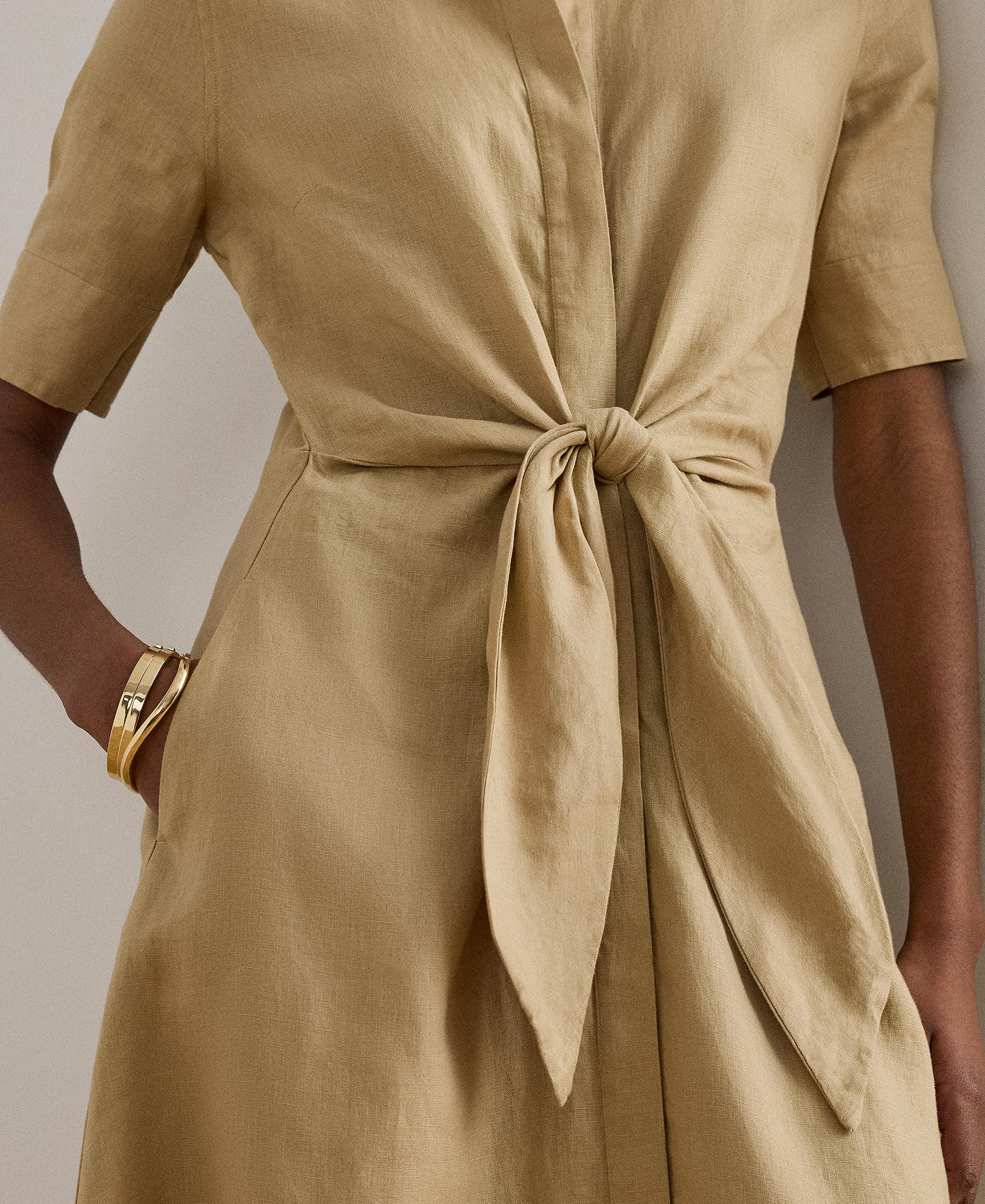 Lauren Ralph Lauren 100% Linen Shirt Dress - Birch Tan