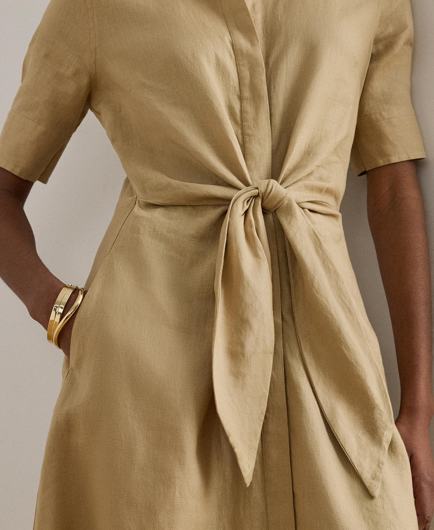 Lauren Ralph Lauren 100% Linen Shirt Dress - Birch Tan