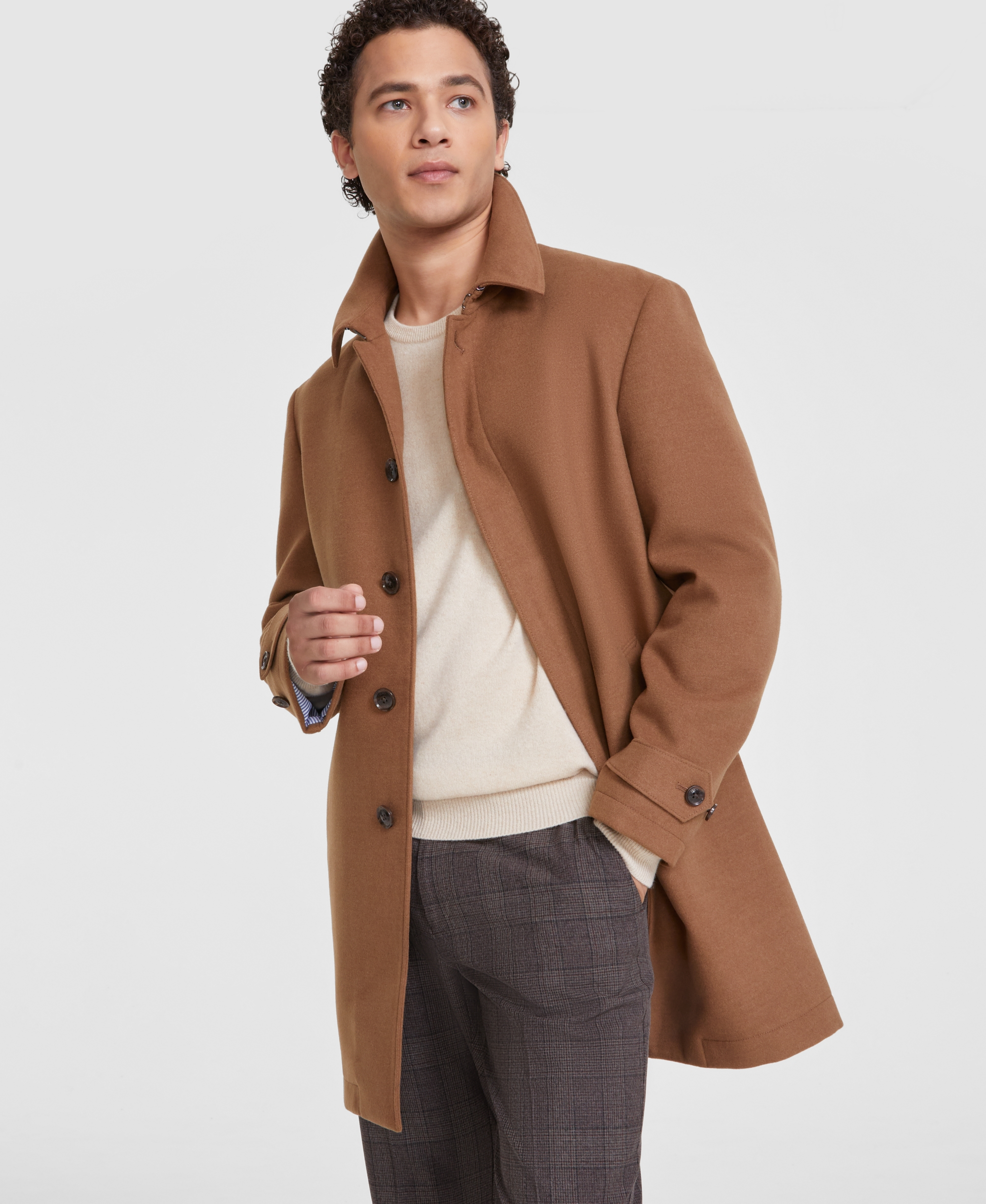 Tommy Hilfiger Men Modern Fit Car Coat - Dark Camel