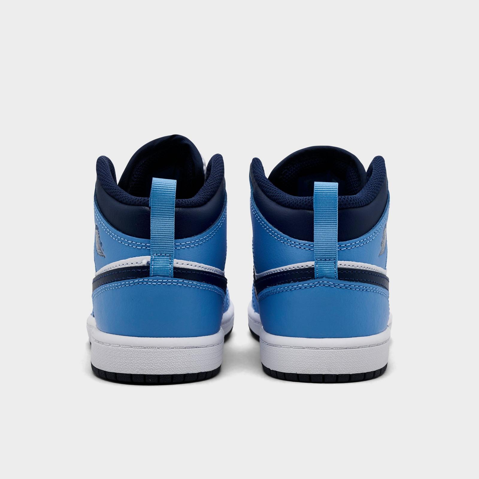 Little Kids' Air Jordan Retro 1 Mid Casual Shoes - Midnight Navy/University Blue - view 4