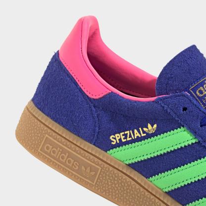 Women's adidas Originals Handball Spezial Casual Shoes - Part 4 - Lucid Blue/Lime Burst/Lucid Pink - Detail shot