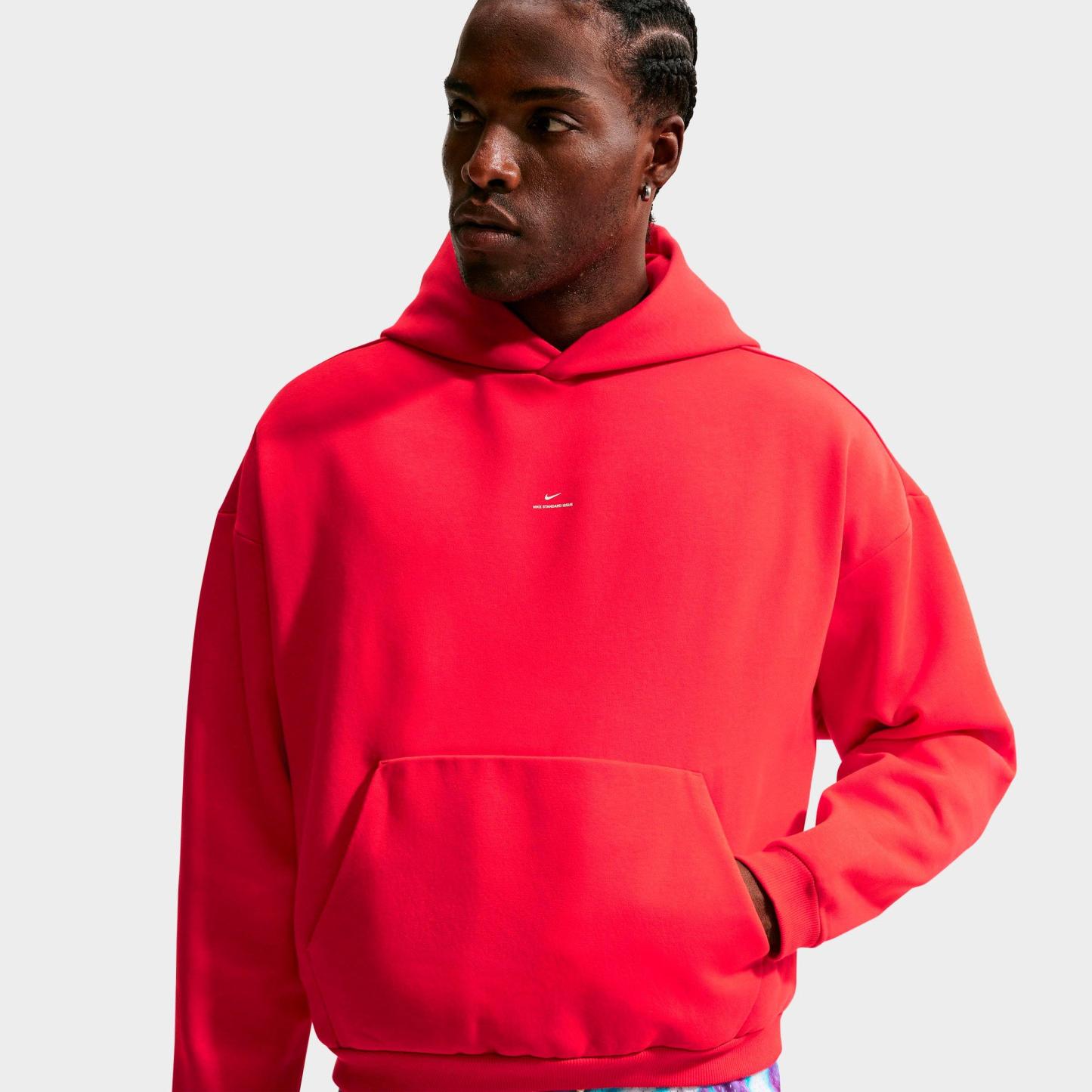 Men's Nithtke Standard Issue Therma-FIT Brushed Basketball Pullover Hoodie - University Red/Pale Ivory