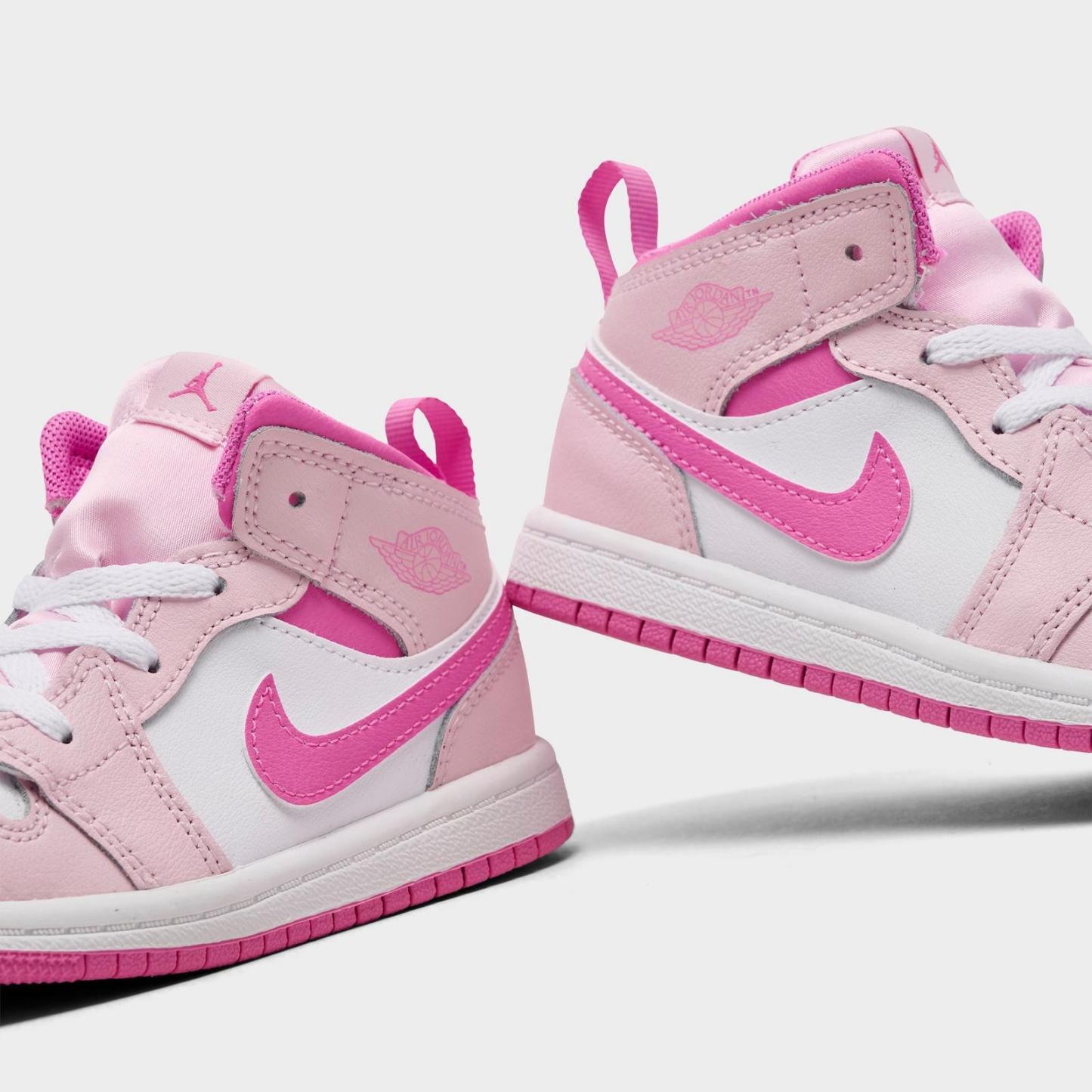 Kids' Toddler Air Jordan Retro 1 Mid Casual Shoes - Pink Foam/China Rose/White/Pink Foam - view 3